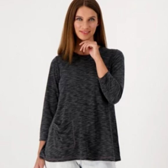 LOGO Lori Goldstein Ionna Tunic Black Gray Size XL - Picture 1 of 10